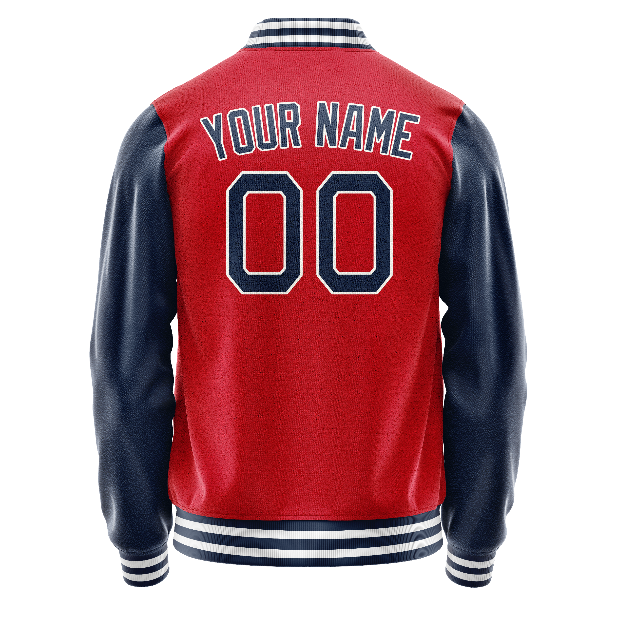 Personalized Red & Navy Solid Color Varsity Letterman Jacket