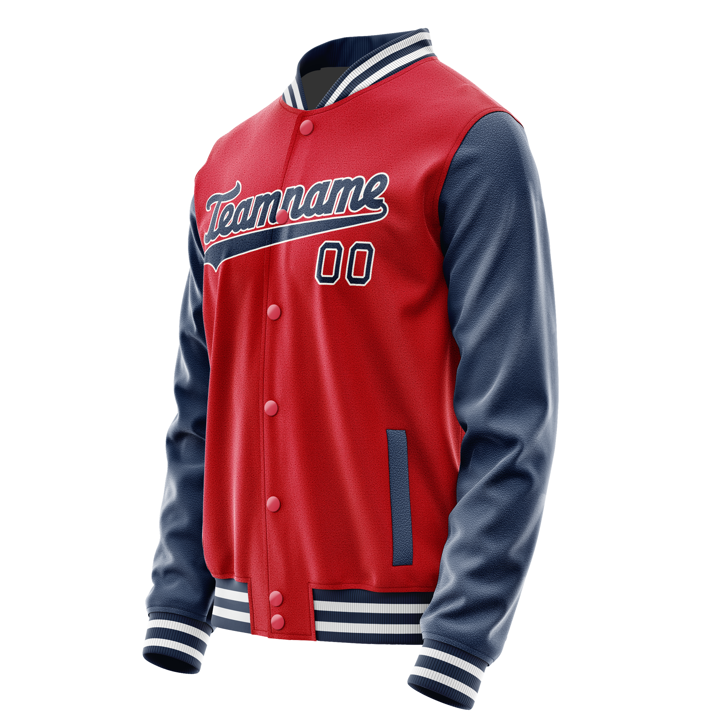 Personalized Red & Navy Solid Color Varsity Letterman Jacket