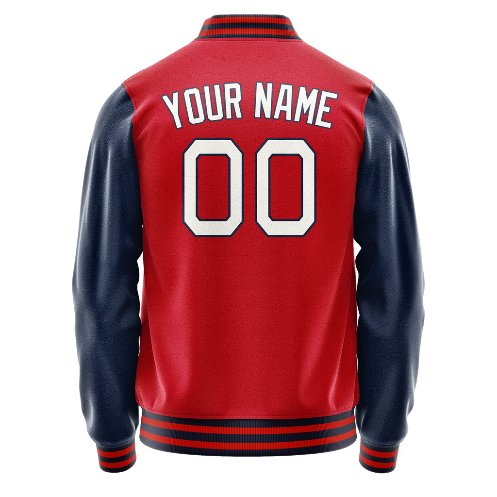 Personalized Red & Blue Solid Color Varsity Letterman Jacket