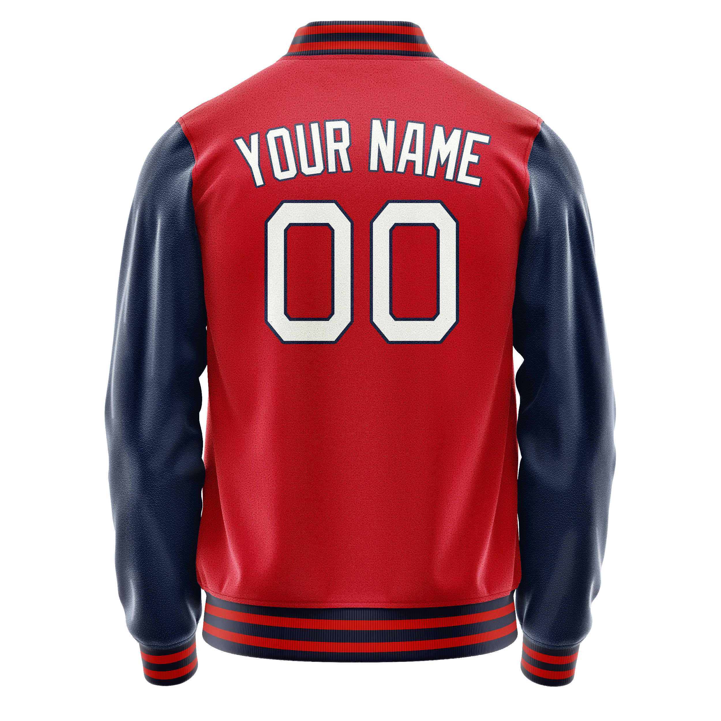 Personalized Red & Blue Solid Color Varsity Letterman Jacket