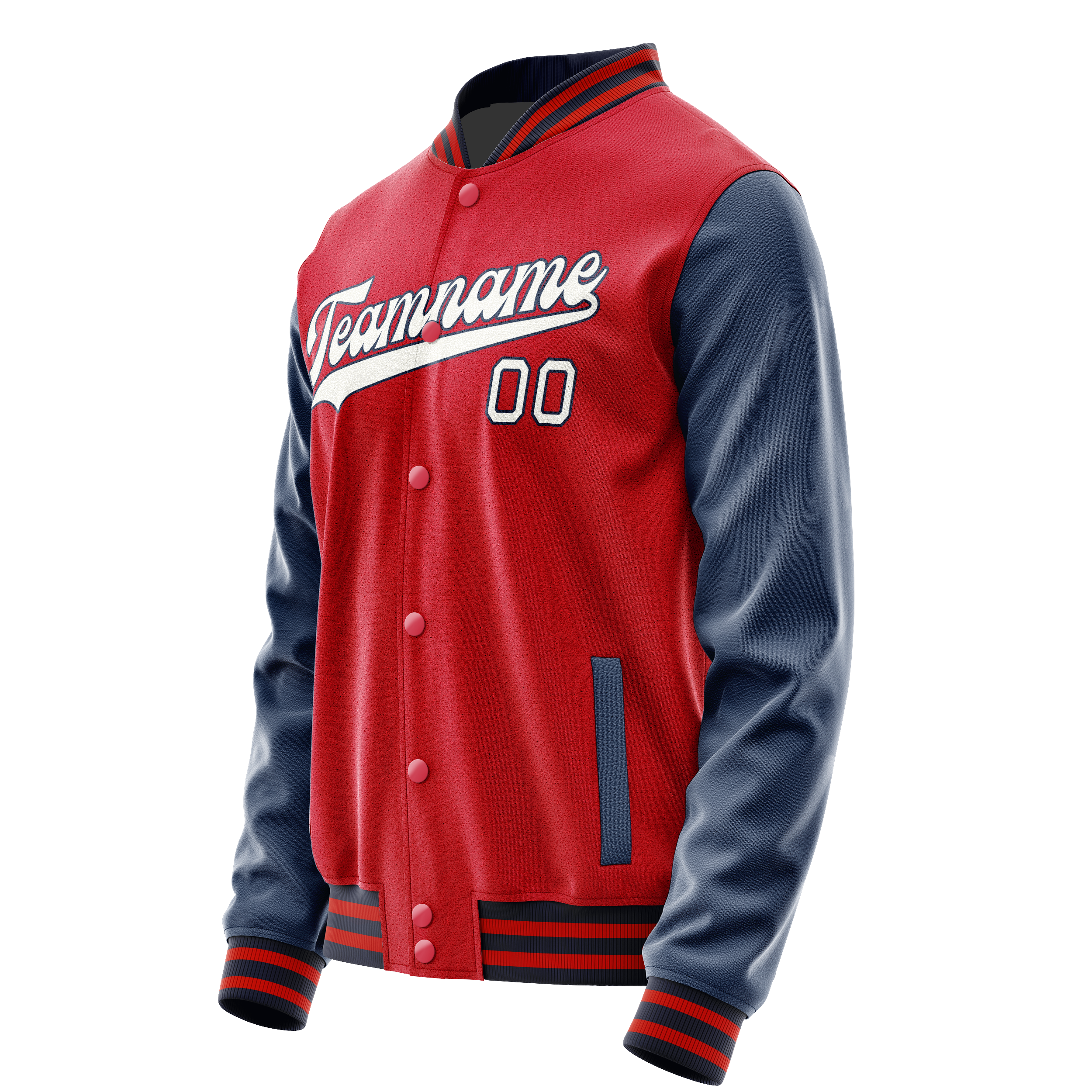 Personalized Red & Blue Solid Color Varsity Letterman Jacket