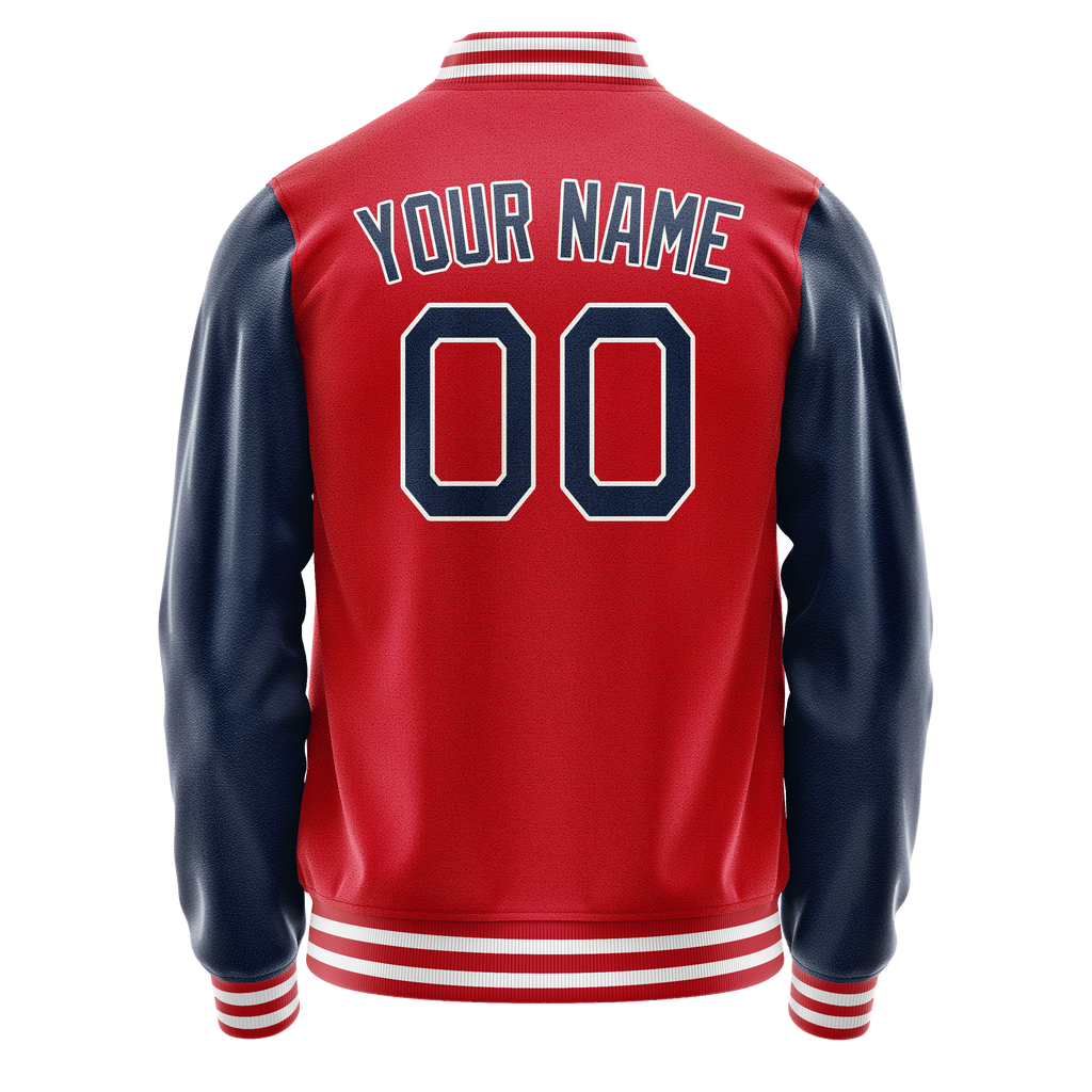 Personalized Red & Blue Solid Color Varsity Letterman Jacket