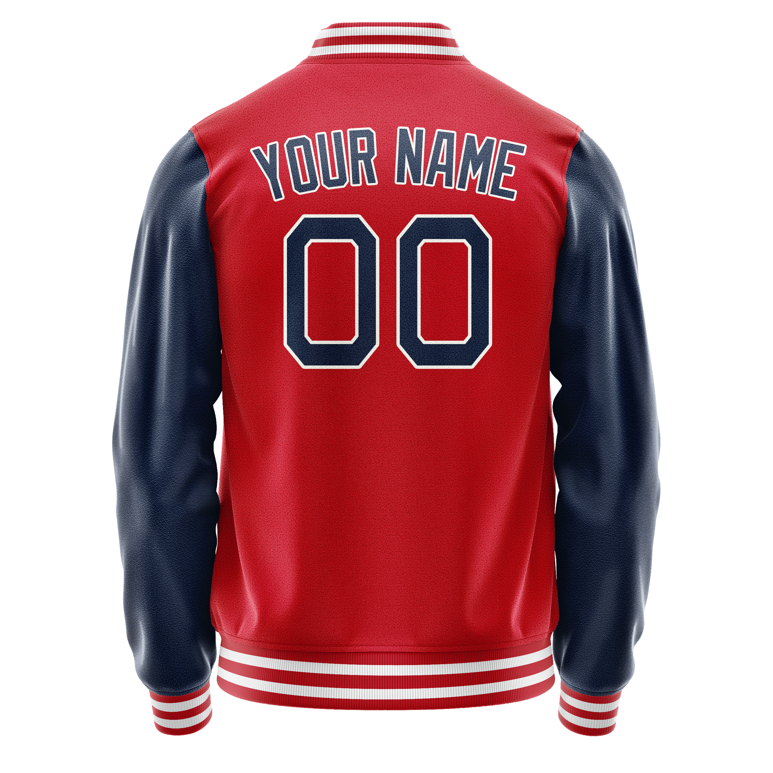 Personalized Red & Blue Solid Color Varsity Letterman Jacket
