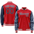 Personalized Red & Blue Solid Color Varsity Letterman Jacket
