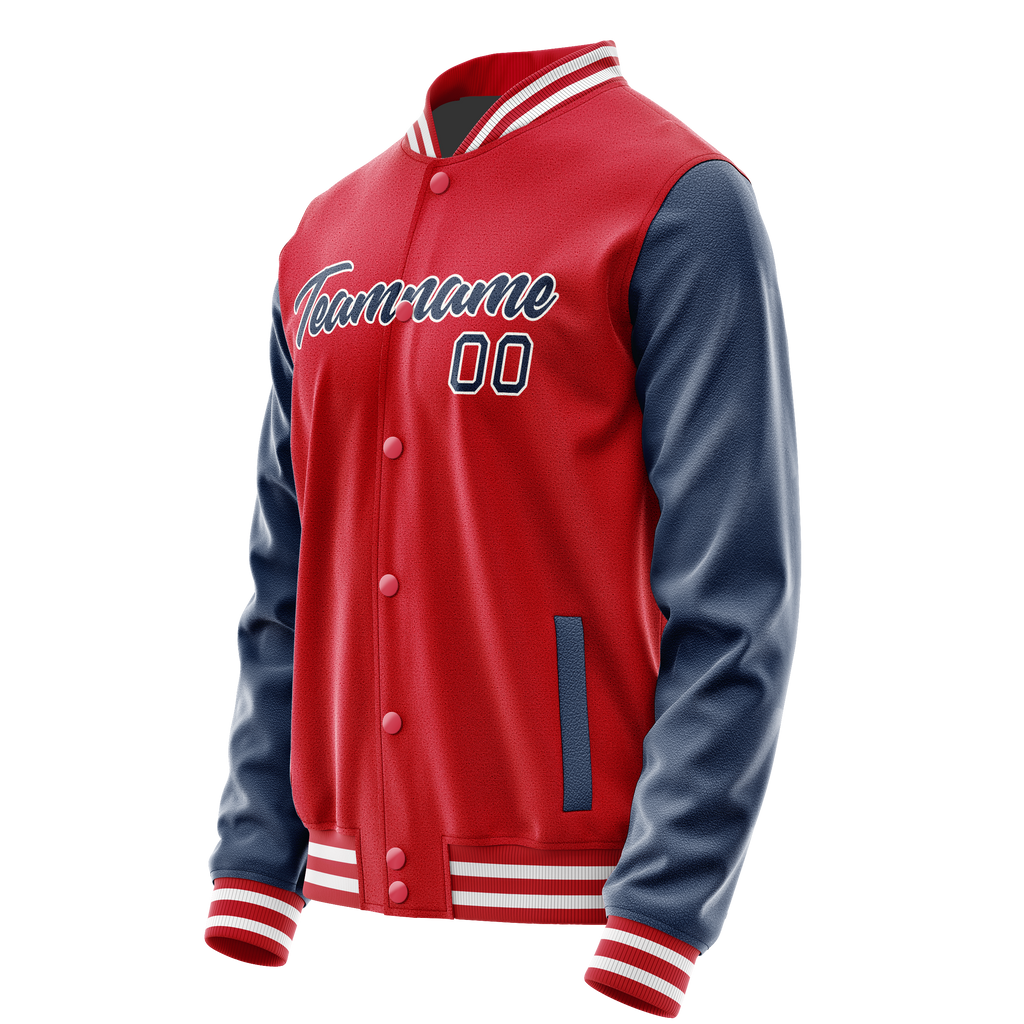Personalized Red & Blue Solid Color Varsity Letterman Jacket