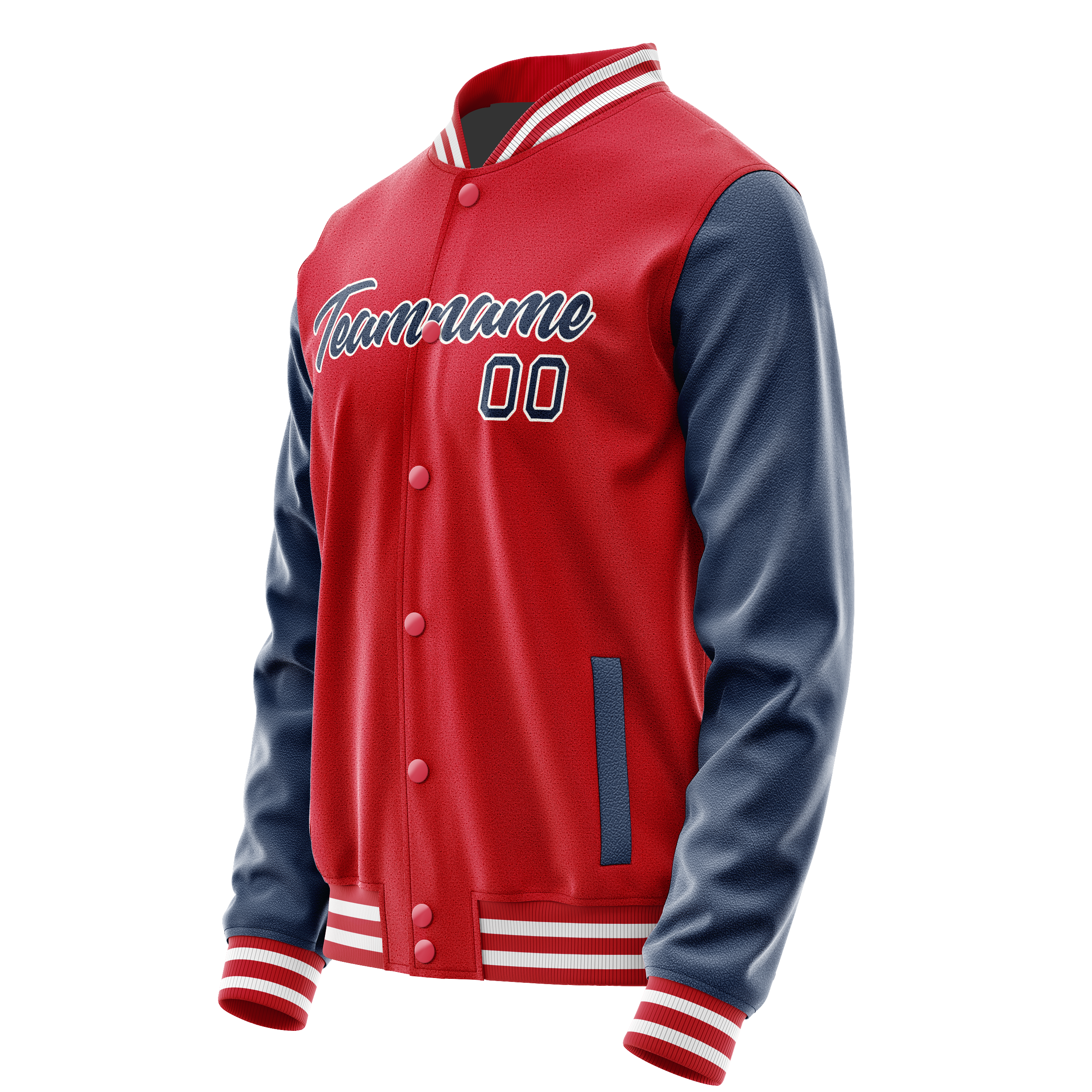 Personalized Red & Blue Solid Color Varsity Letterman Jacket