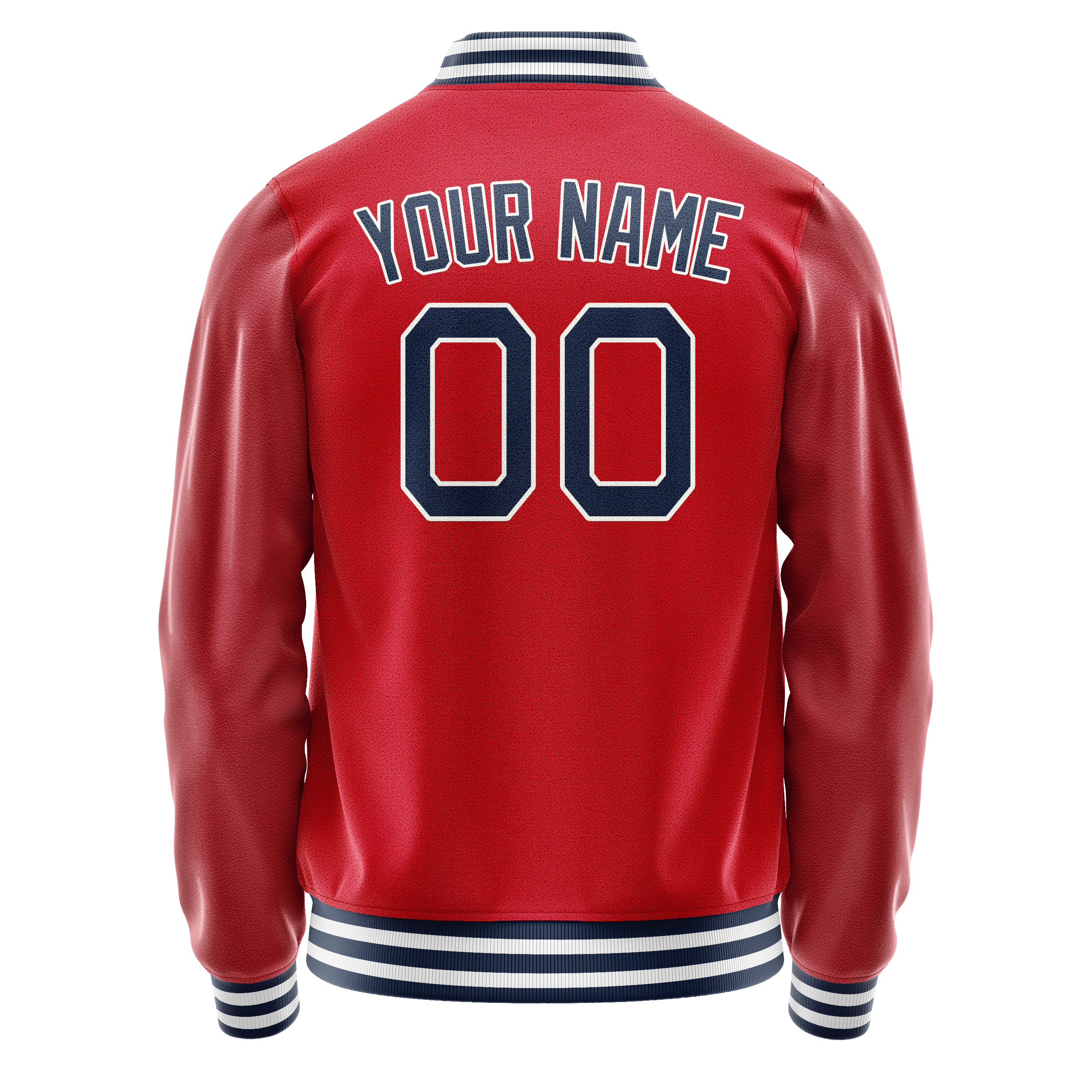 Personalized Red & Navy Solid Color Varsity Letterman Jacket