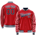 Personalized Red & Navy Solid Color Varsity Letterman Jacket