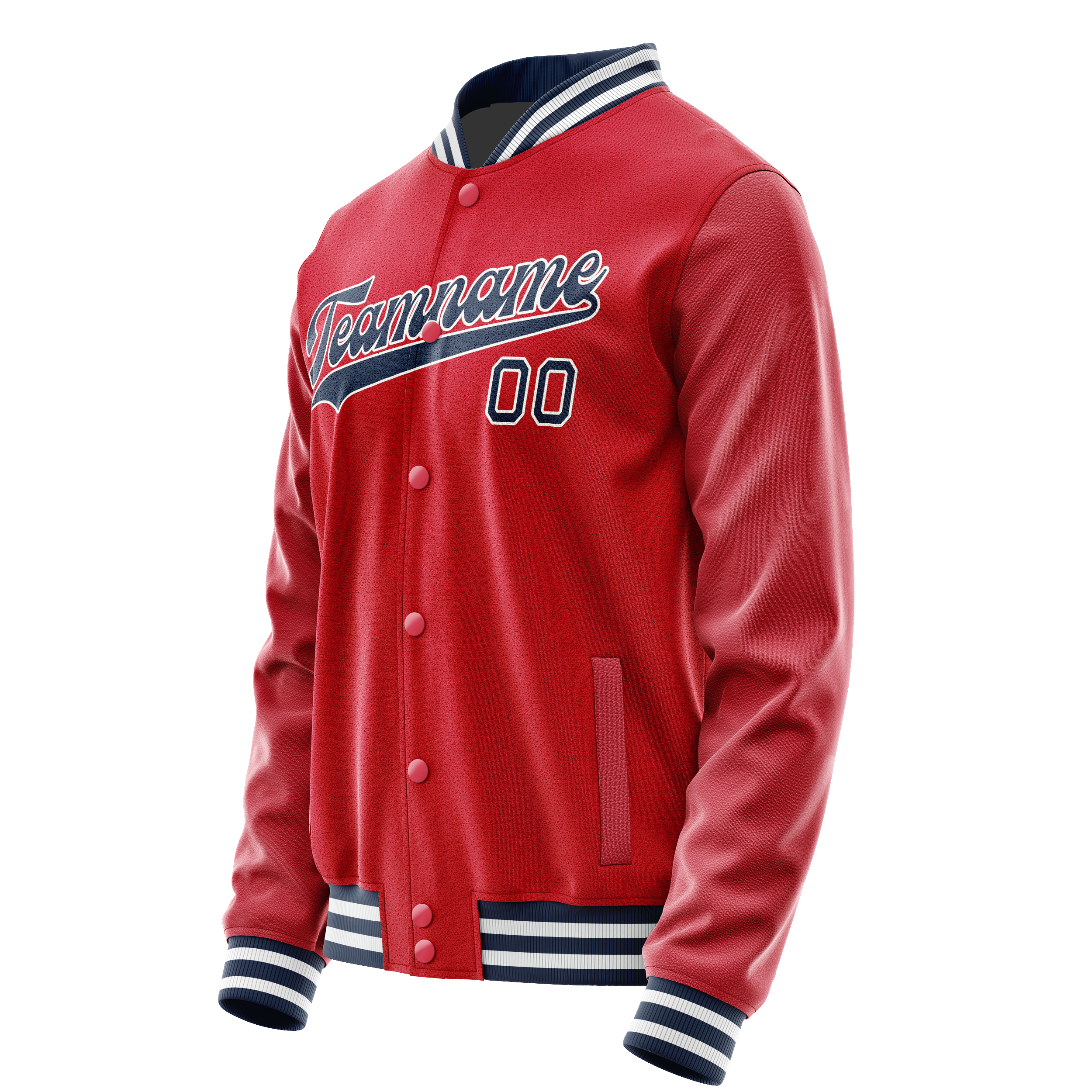 Personalized Red & Navy Solid Color Varsity Letterman Jacket