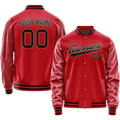 Personalized Red & Black Solid Color Varsity Letterman Jacket