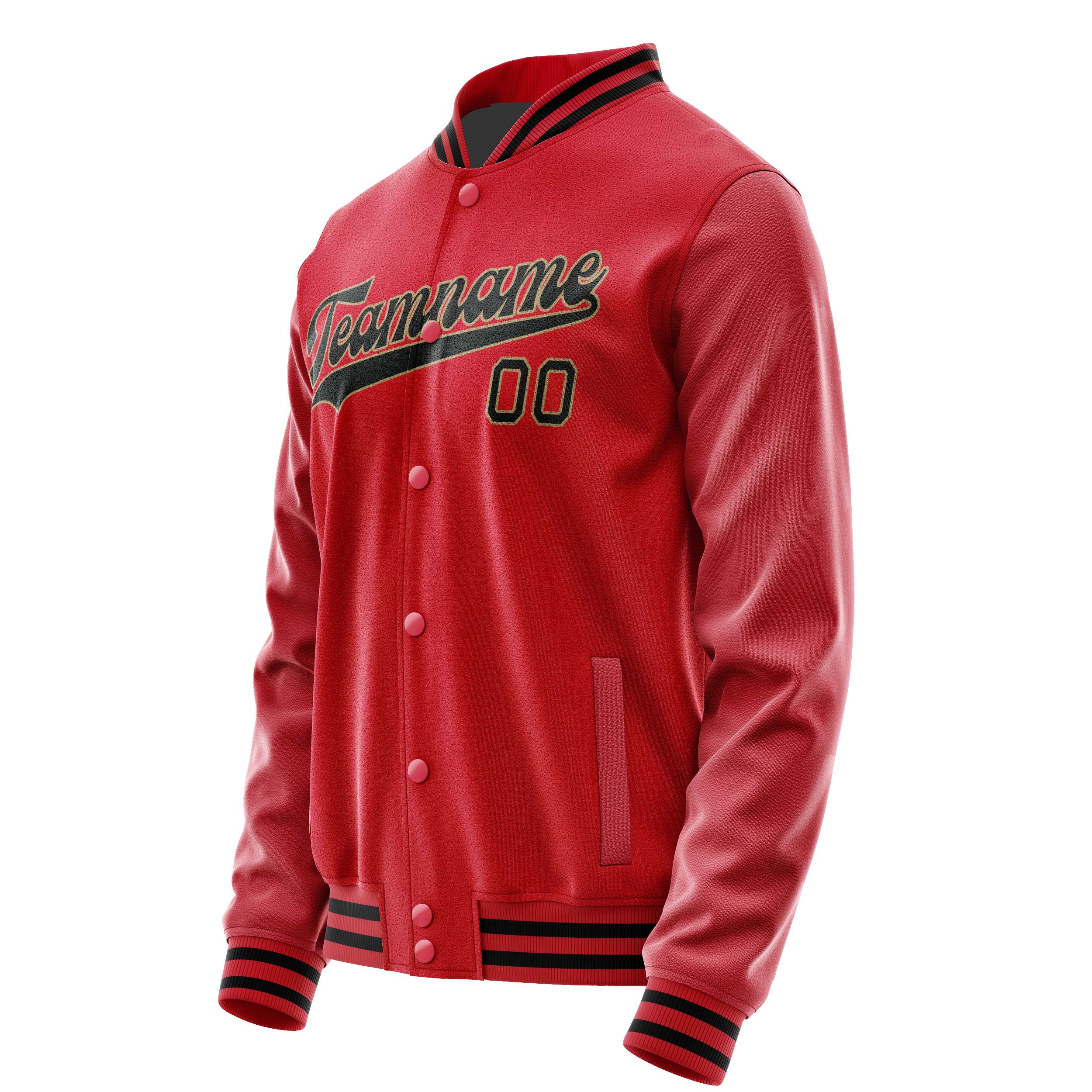 Personalized Red & Black Solid Color Varsity Letterman Jacket