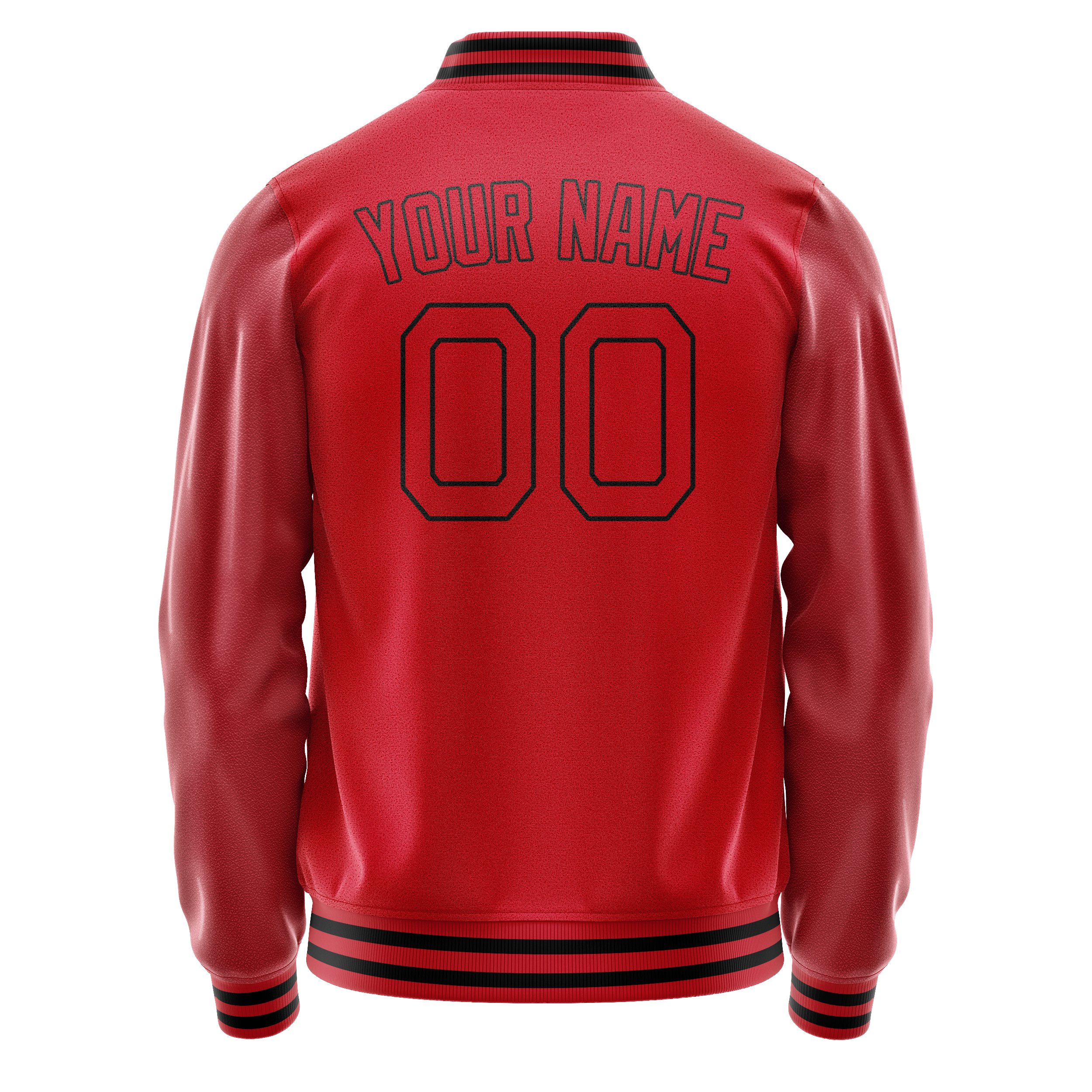 Personalized Red & Black Solid Color Varsity Letterman Jacket