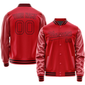 Personalized Red & Black Solid Color Varsity Letterman Jacket