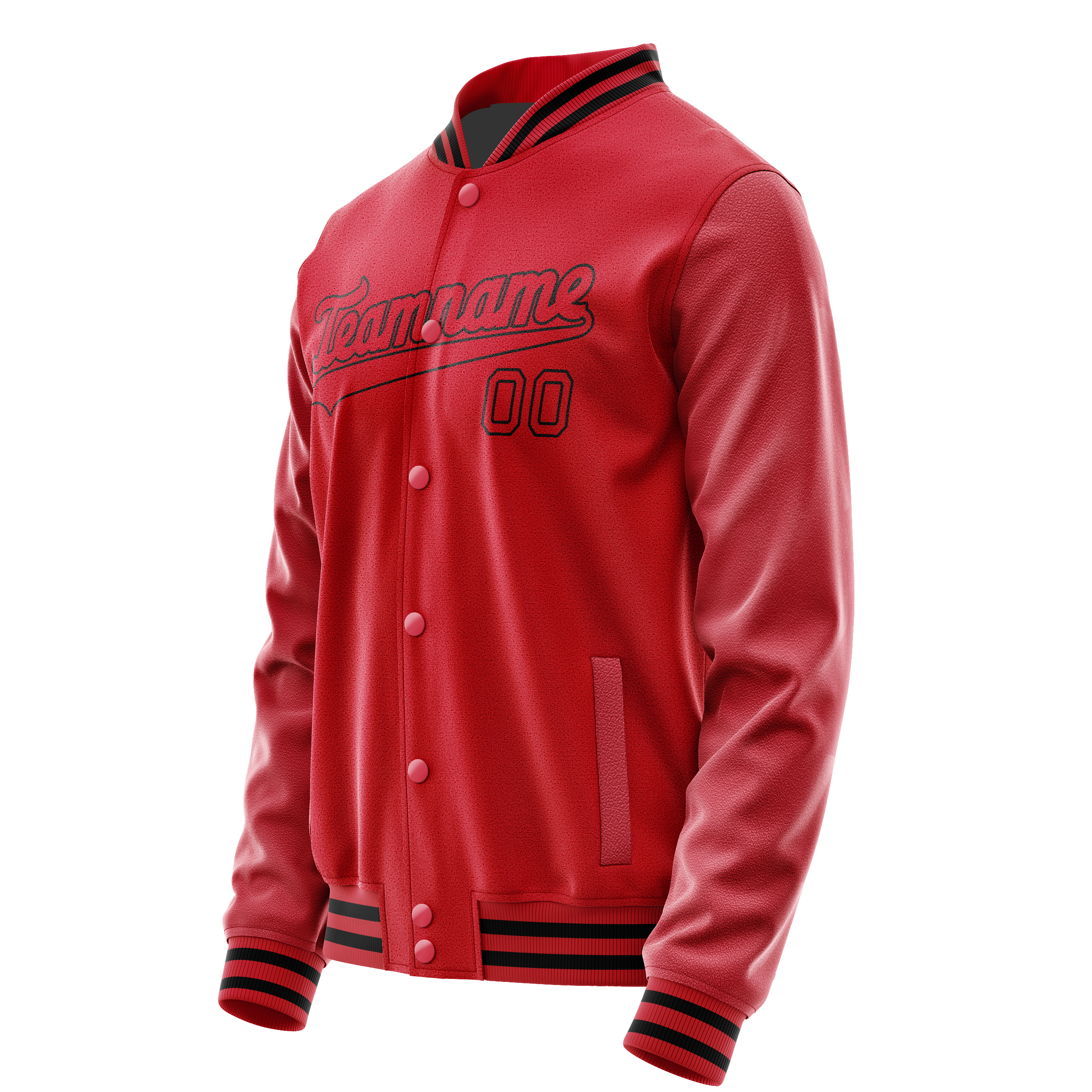 Personalized Red & Black Solid Color Varsity Letterman Jacket