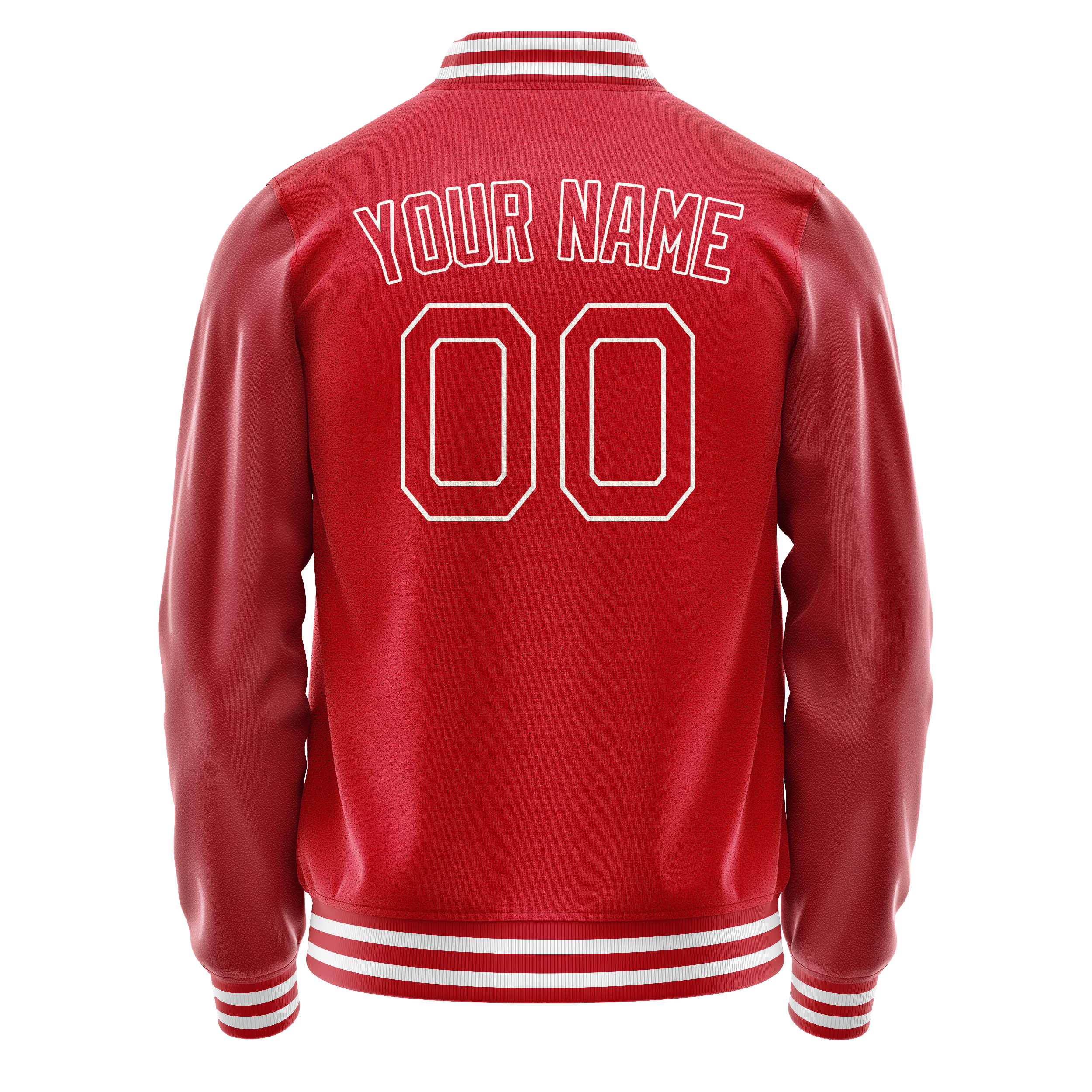 Personalized Red & White Solid Color Varsity Letterman Jacket