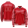 Personalized Red & White Solid Color Varsity Letterman Jacket