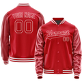 Personalized Red & White Solid Color Varsity Letterman Jacket
