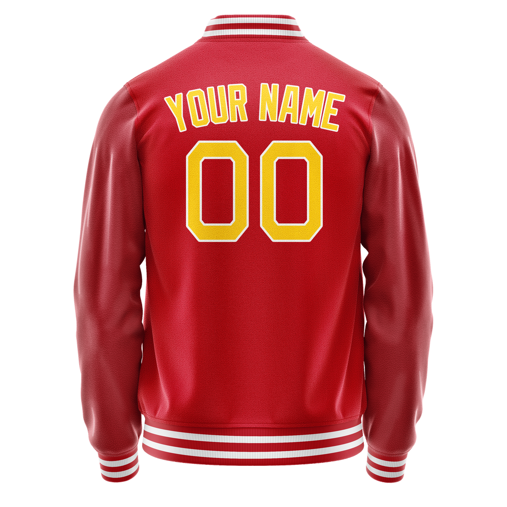 Personalized Red & Gold Solid Color Varsity Letterman Jacket