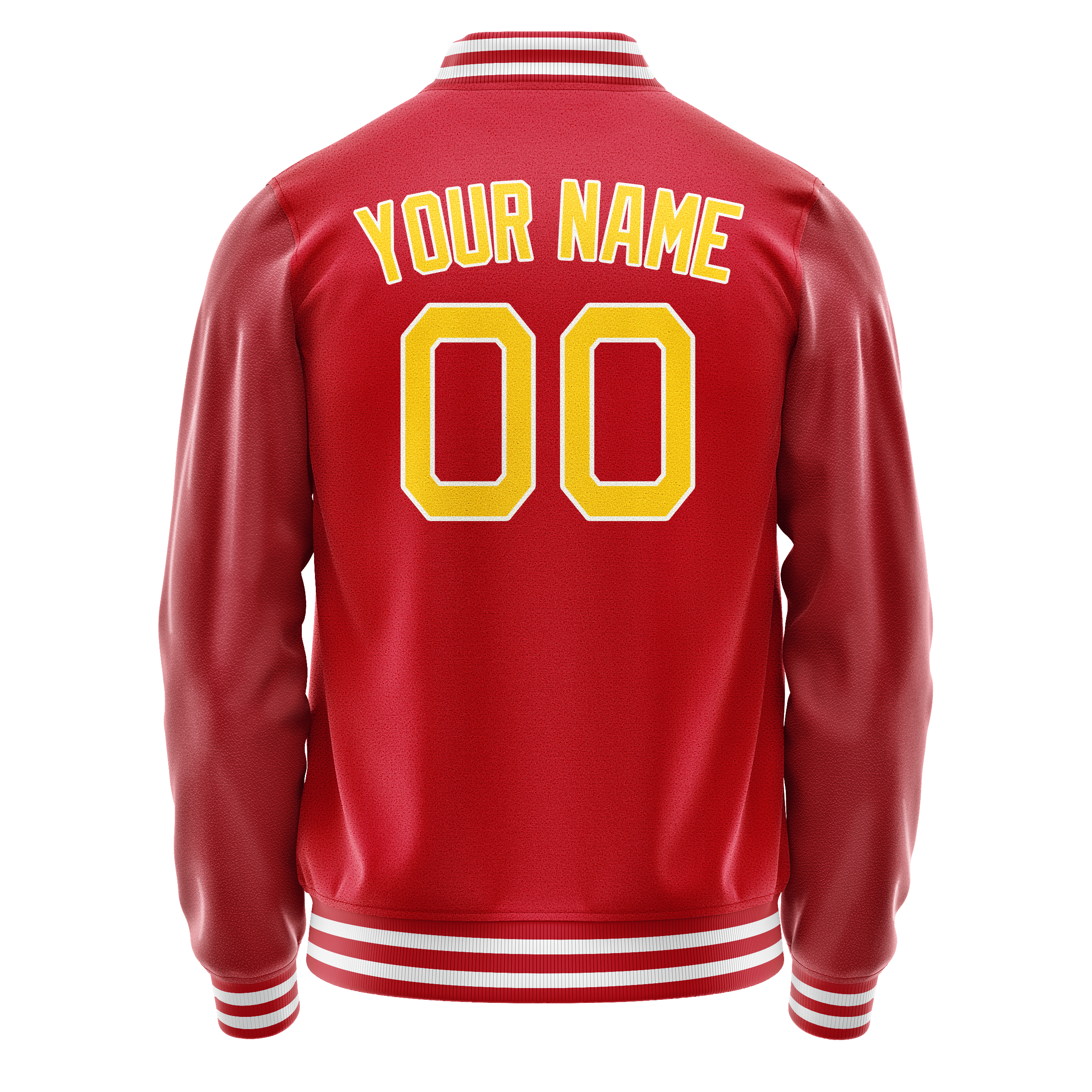 Personalized Red & Gold Solid Color Varsity Letterman Jacket