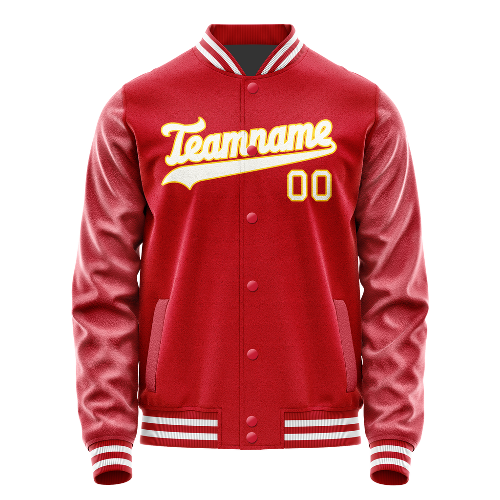Personalized Red & Gold Solid Color Varsity Letterman Jacket