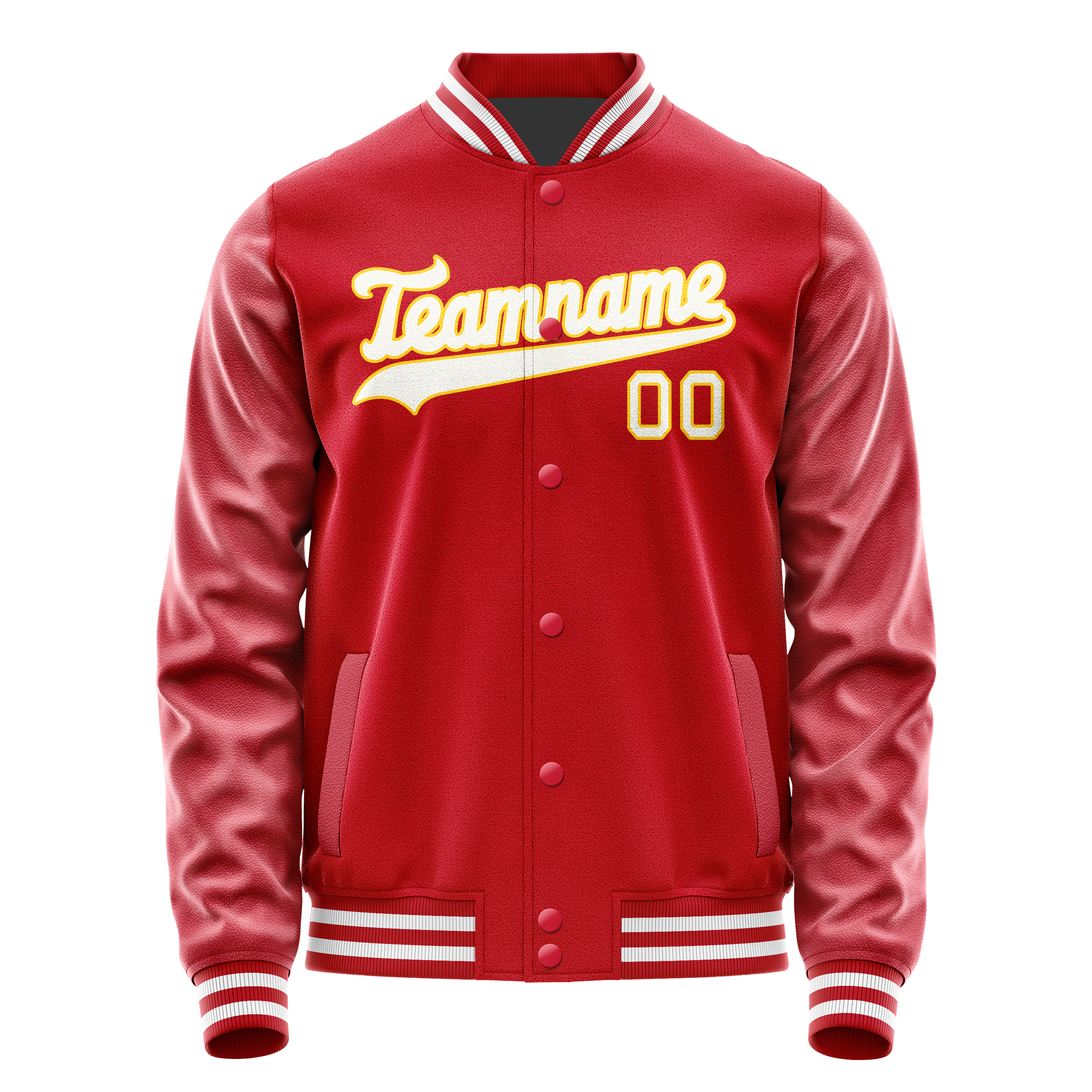 Personalized Red & Gold Solid Color Varsity Letterman Jacket
