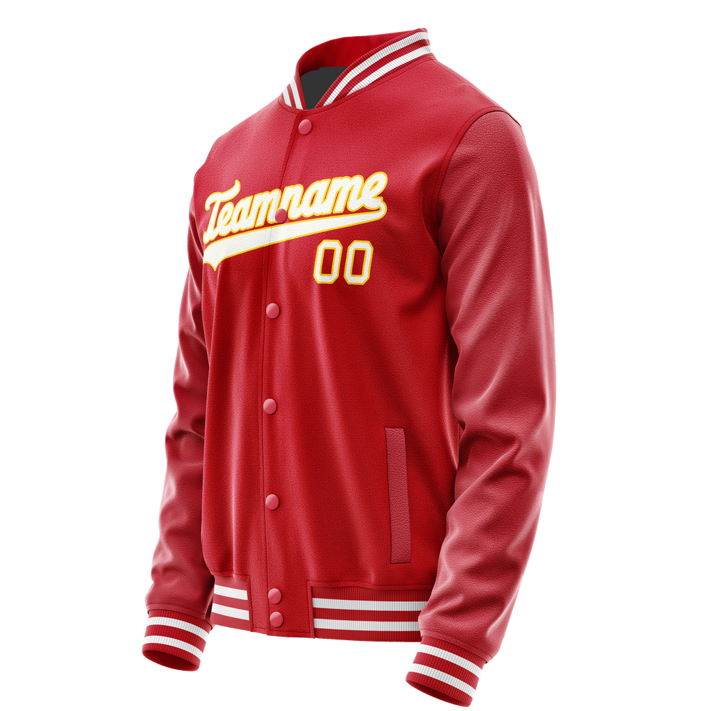 Personalized Red & Gold Solid Color Varsity Letterman Jacket