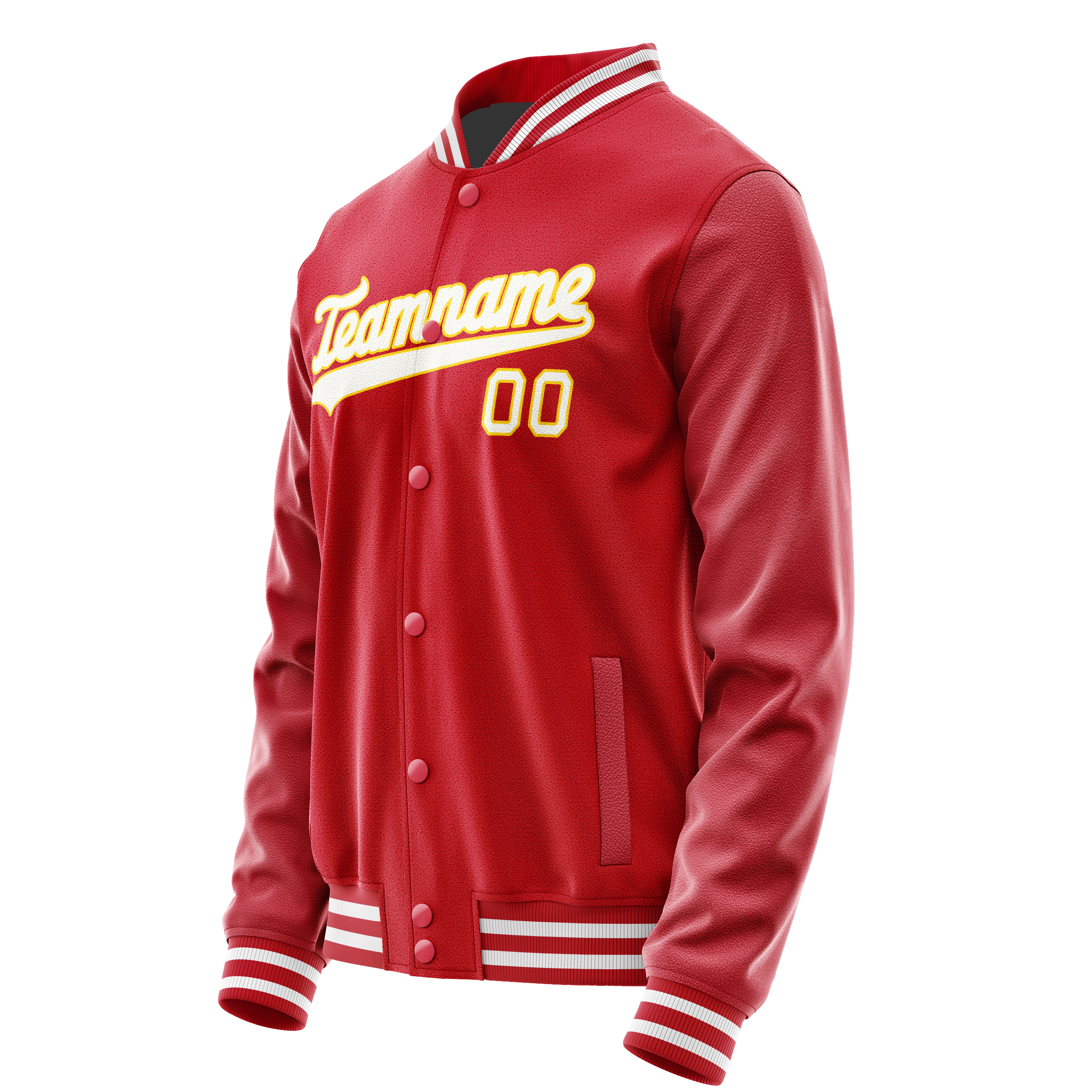 Personalized Red & Gold Solid Color Varsity Letterman Jacket