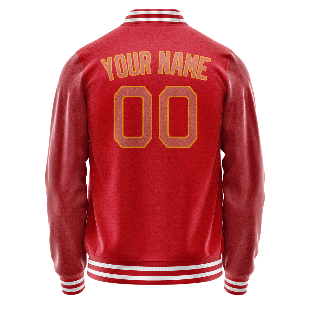 Personalized Red & Cream Solid Color Varsity Letterman Jacket