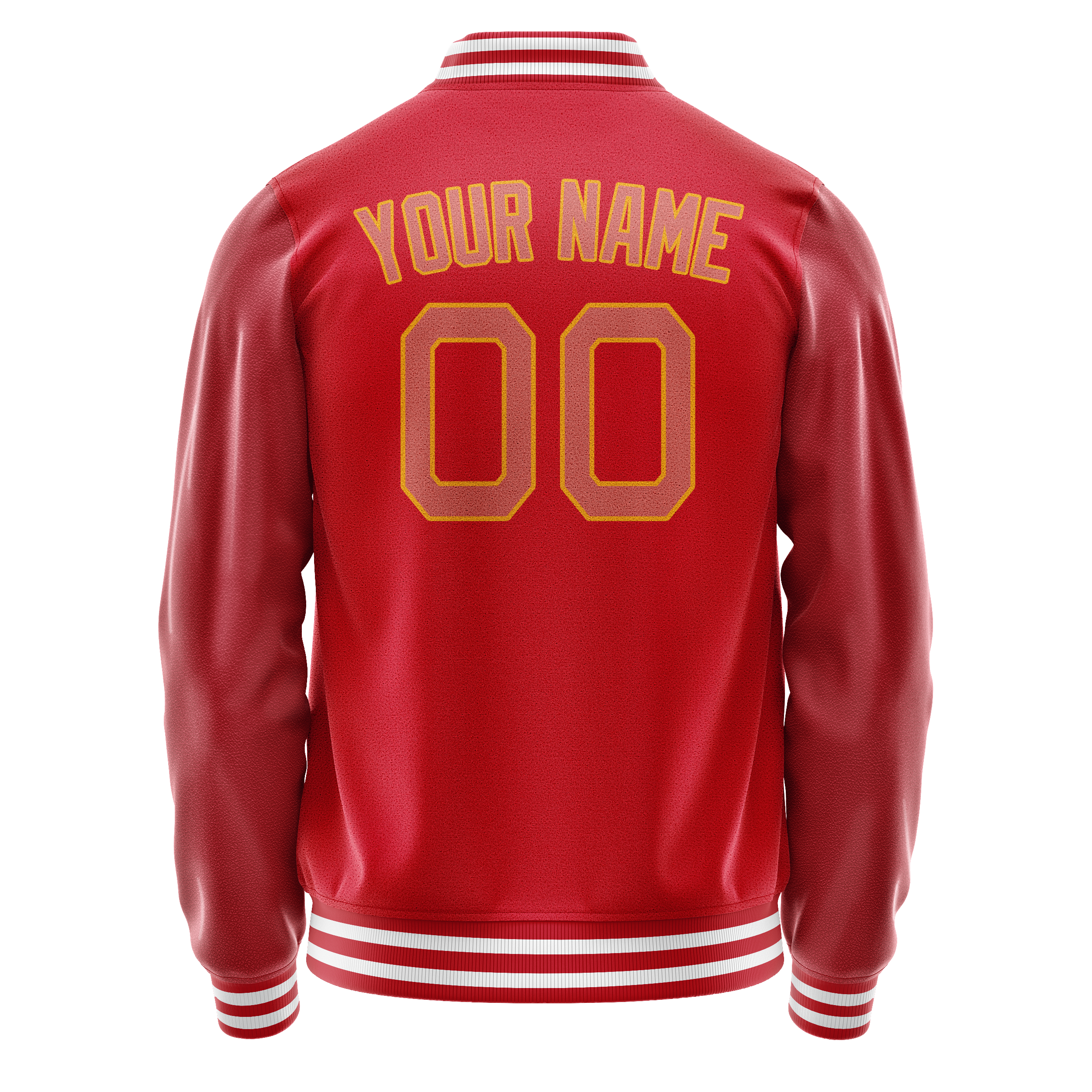 Personalized Red & Cream Solid Color Varsity Letterman Jacket