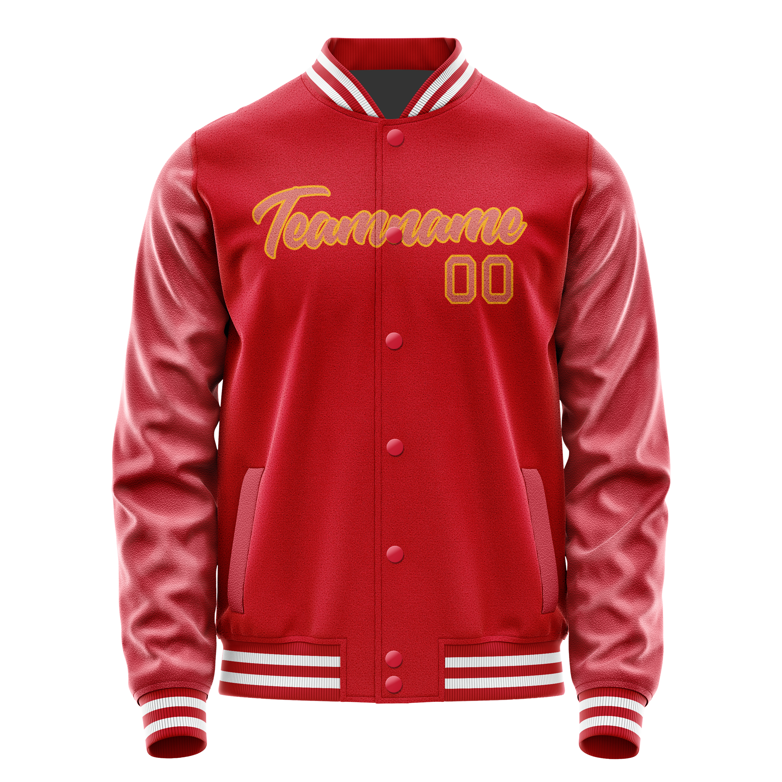 Personalized Red & Cream Solid Color Varsity Letterman Jacket