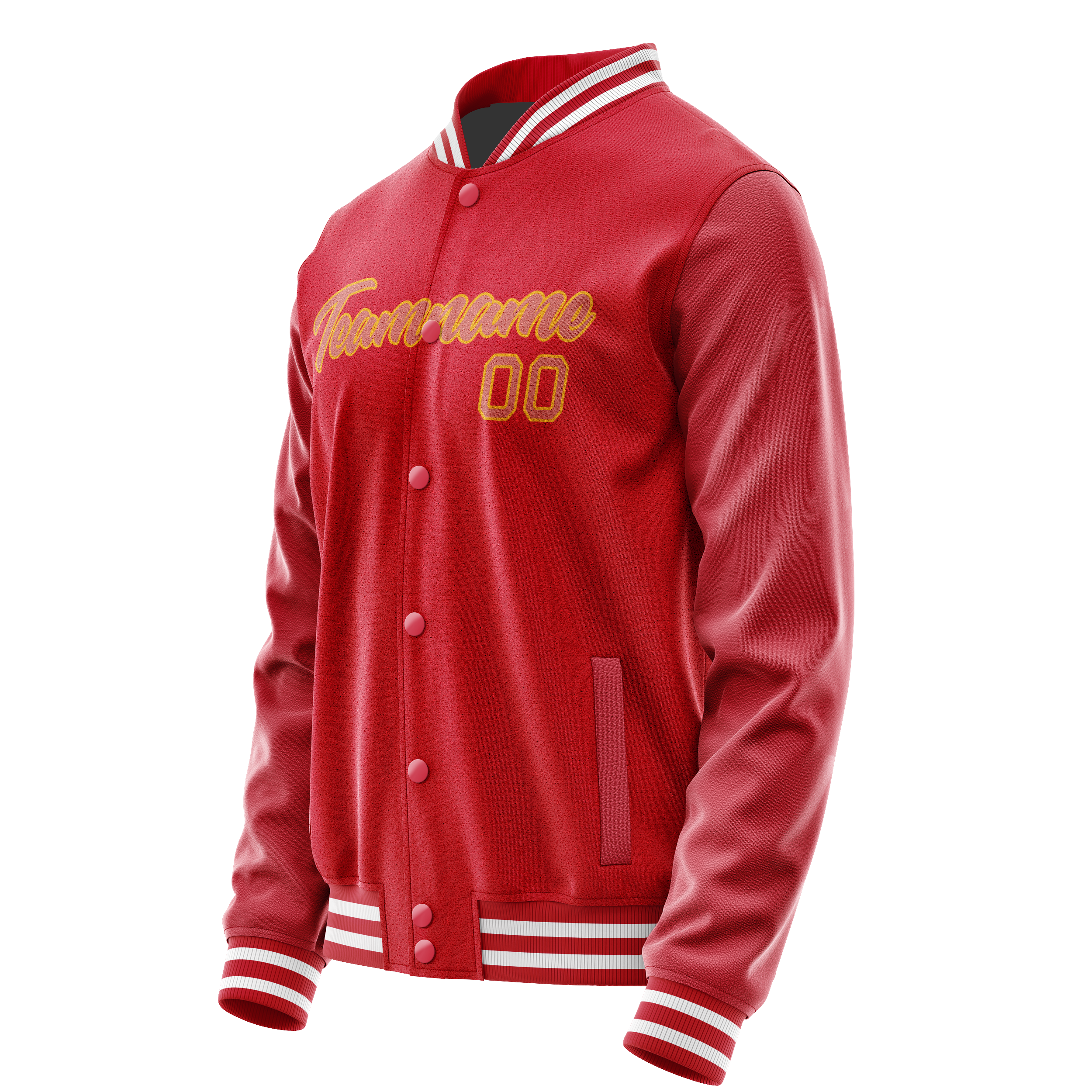 Personalized Red & Cream Solid Color Varsity Letterman Jacket