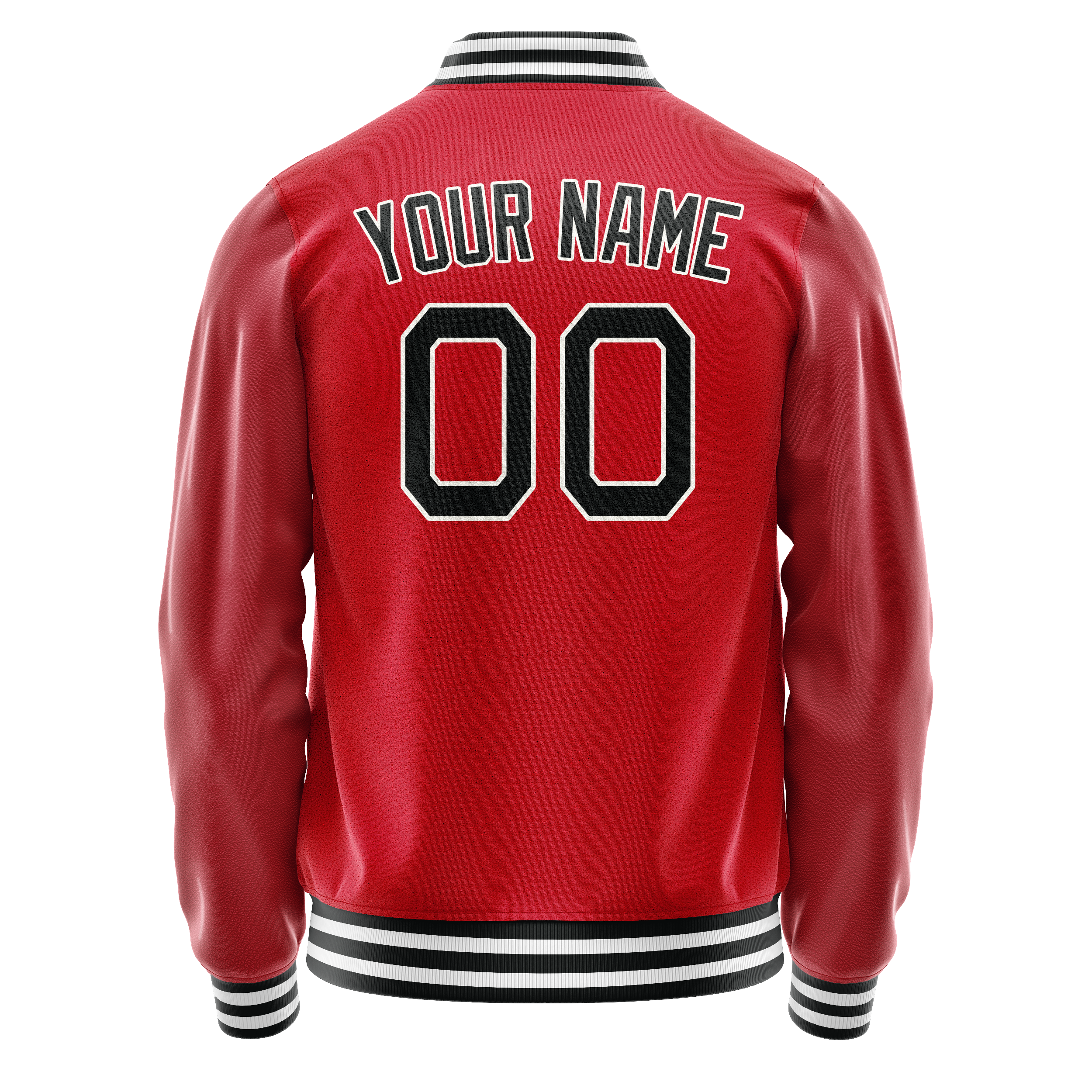 Personalized Red & Black Solid Color Varsity Letterman Jacket