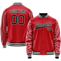 Personalized Red & Black Solid Color Varsity Letterman Jacket