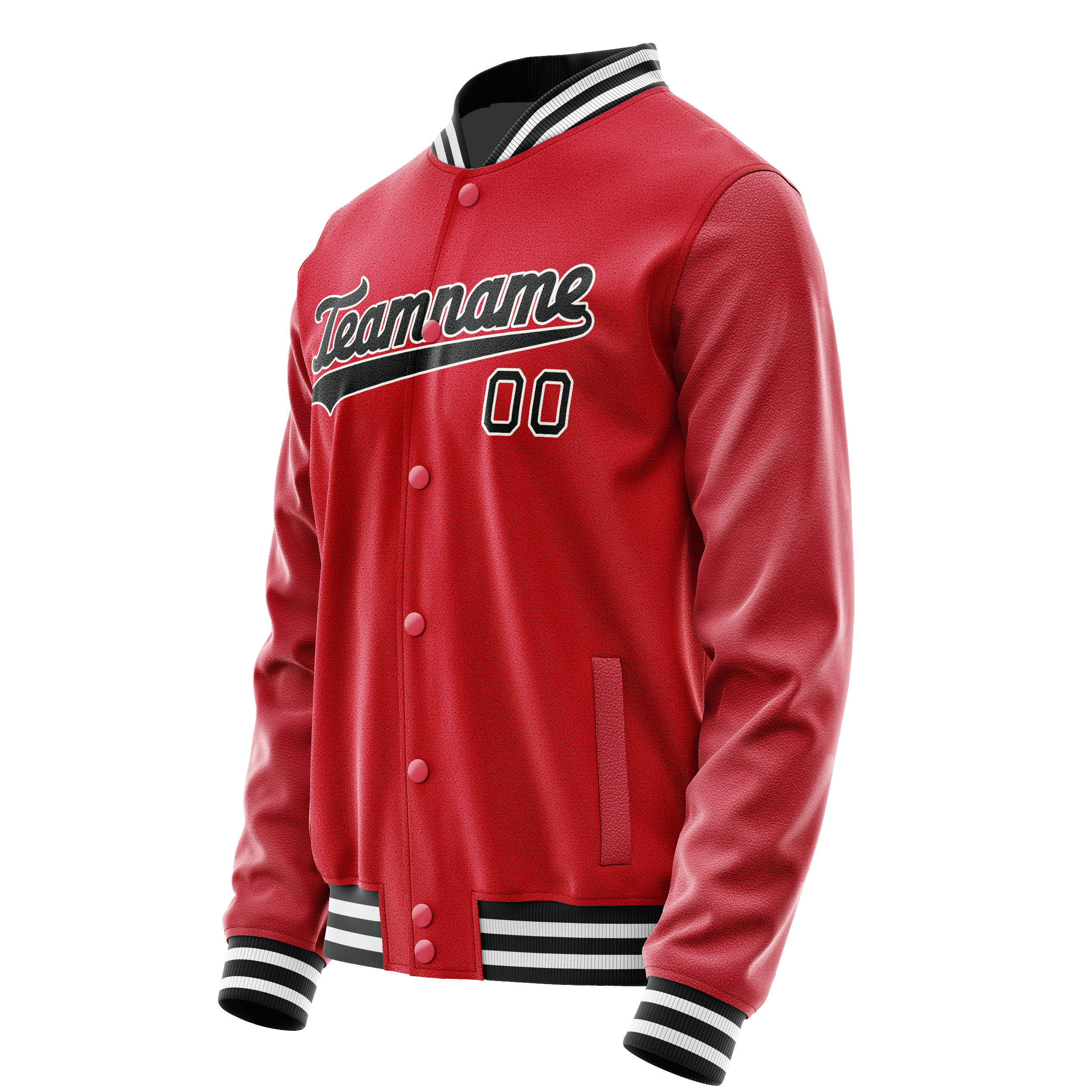 Personalized Red & Black Solid Color Varsity Letterman Jacket