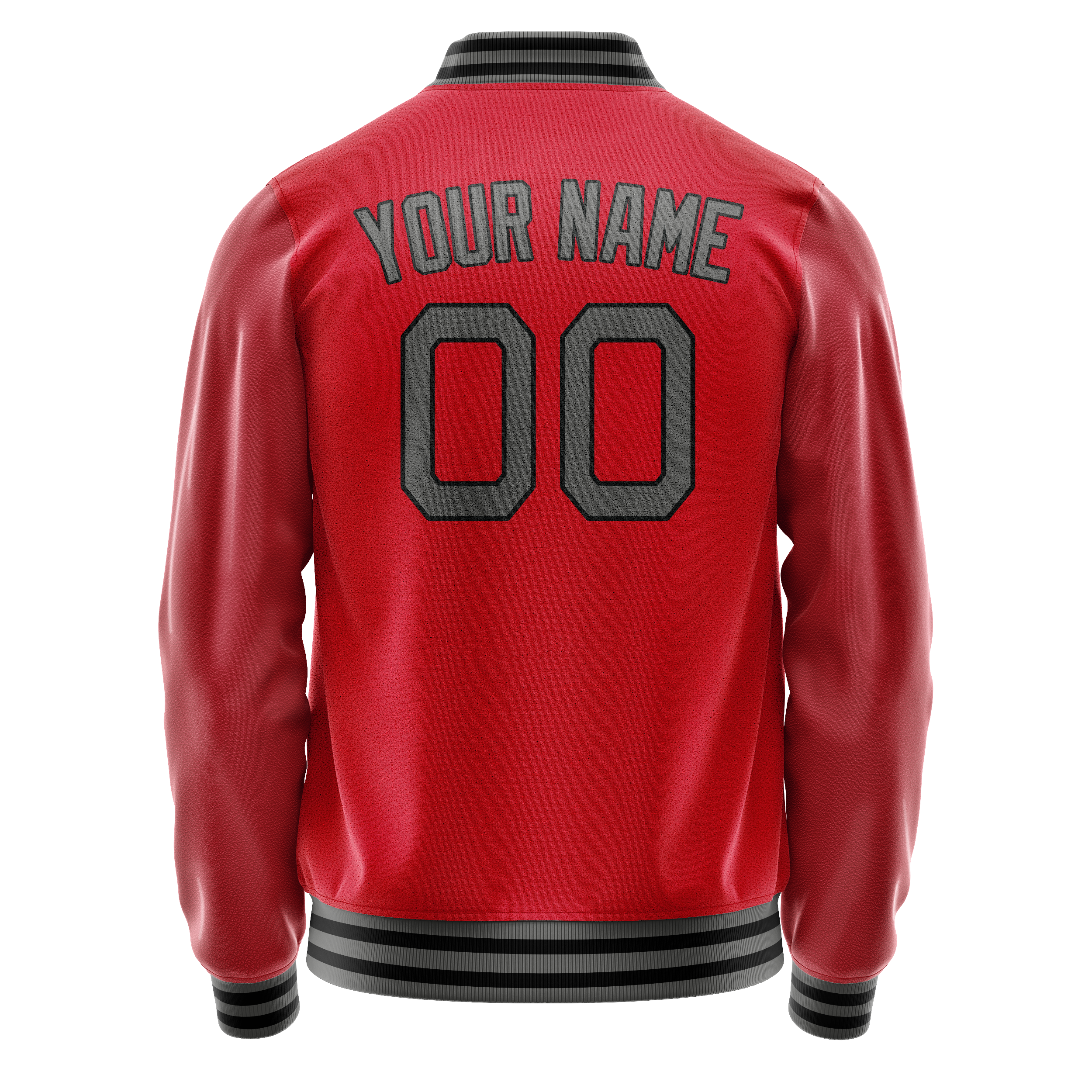 Personalized Red & Gray Solid Color Varsity Letterman Jacket