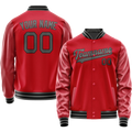 Personalized Red & Gray Solid Color Varsity Letterman Jacket