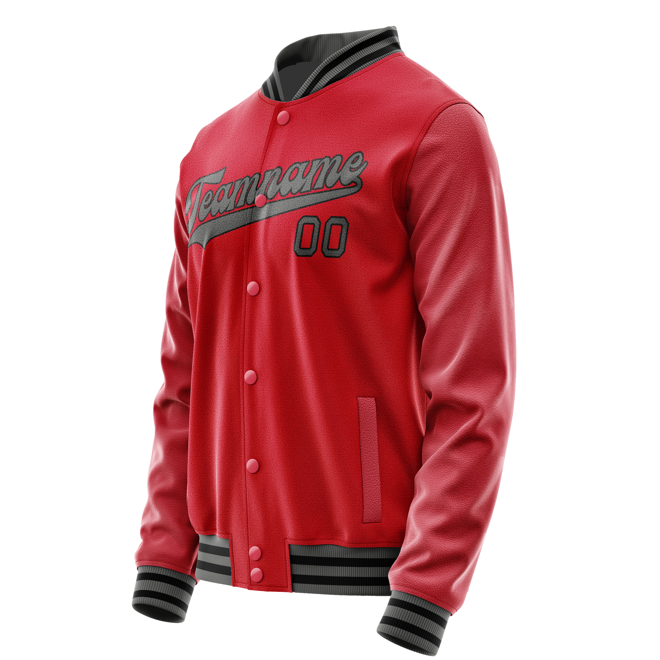 Personalized Red & Gray Solid Color Varsity Letterman Jacket