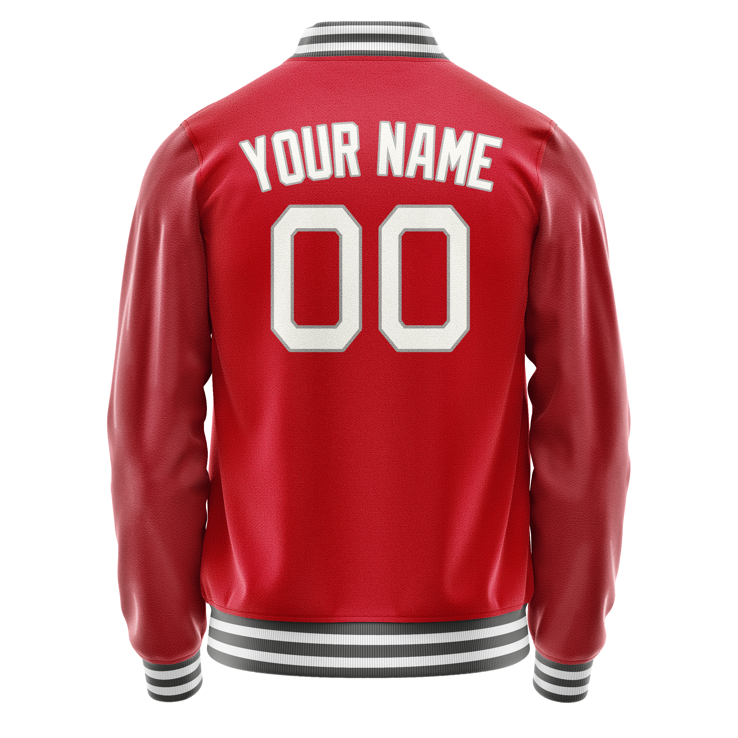 Personalized Red & Gray Solid Color Varsity Letterman Jacket