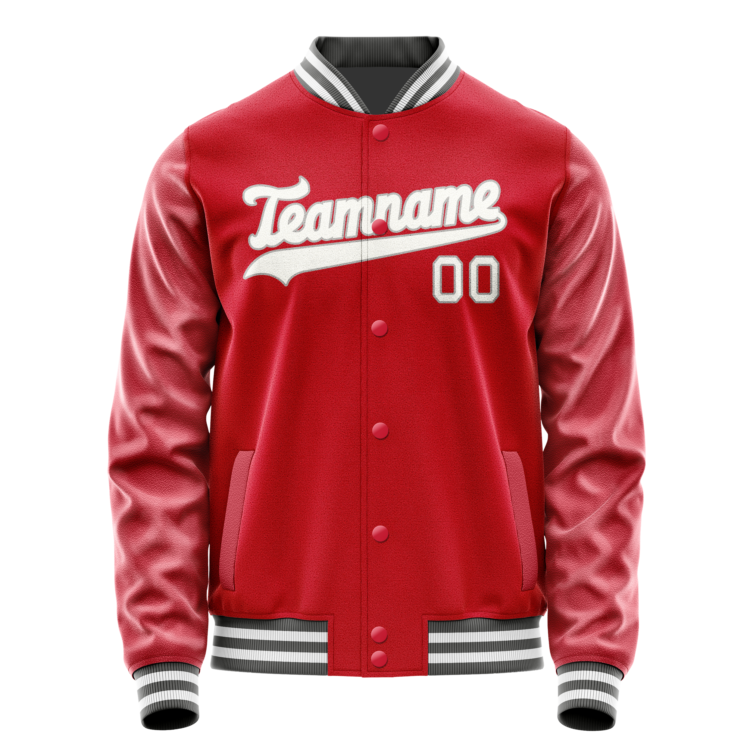 Personalized Red & Gray Solid Color Varsity Letterman Jacket
