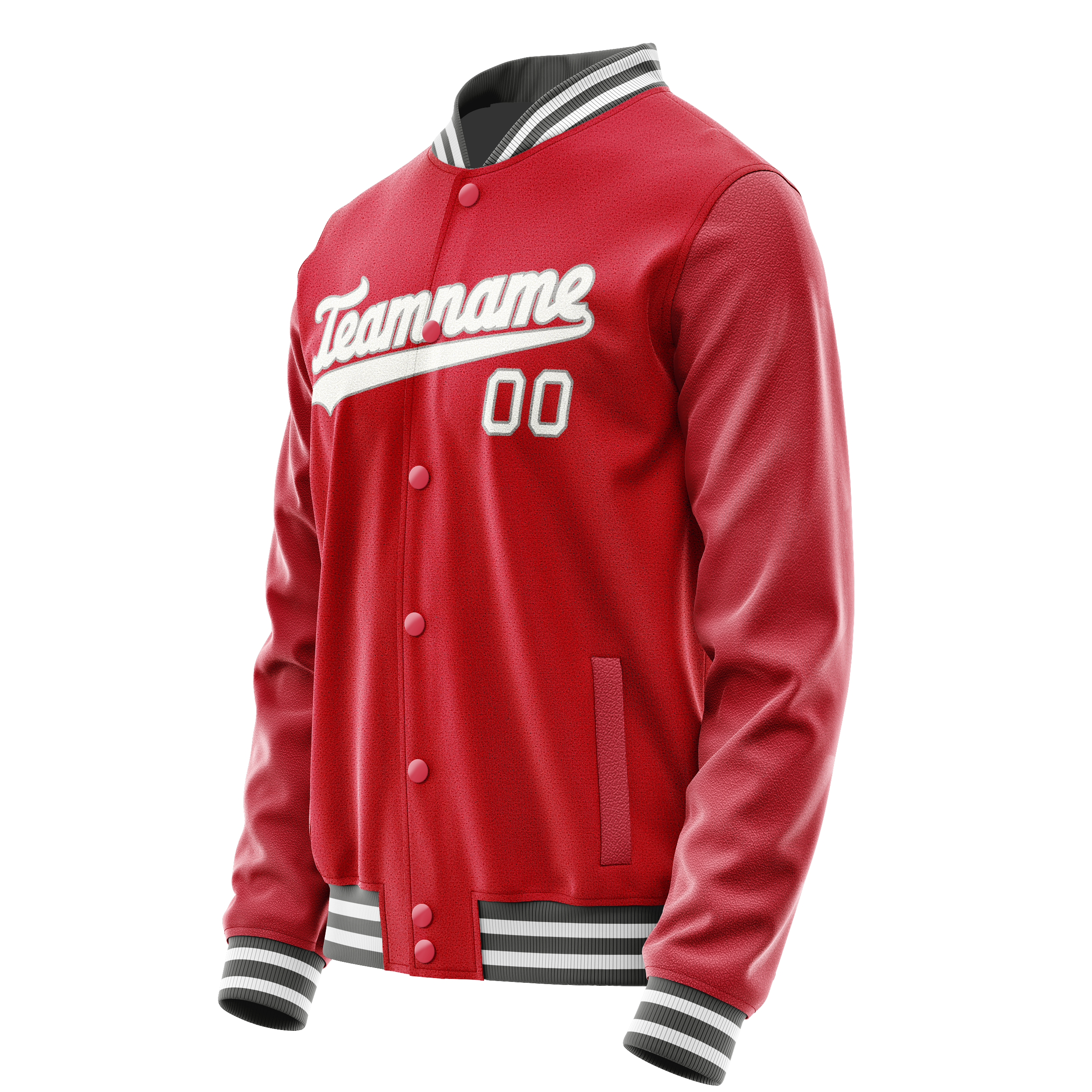 Personalized Red & Gray Solid Color Varsity Letterman Jacket