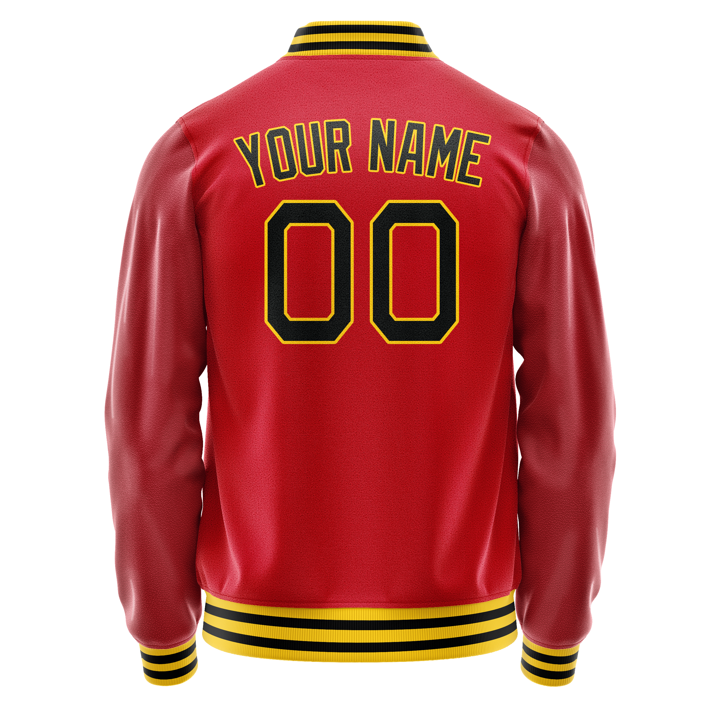 Personalized Red & Black Solid Color Varsity Letterman Jacket