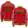 Personalized Red & Black Solid Color Varsity Letterman Jacket