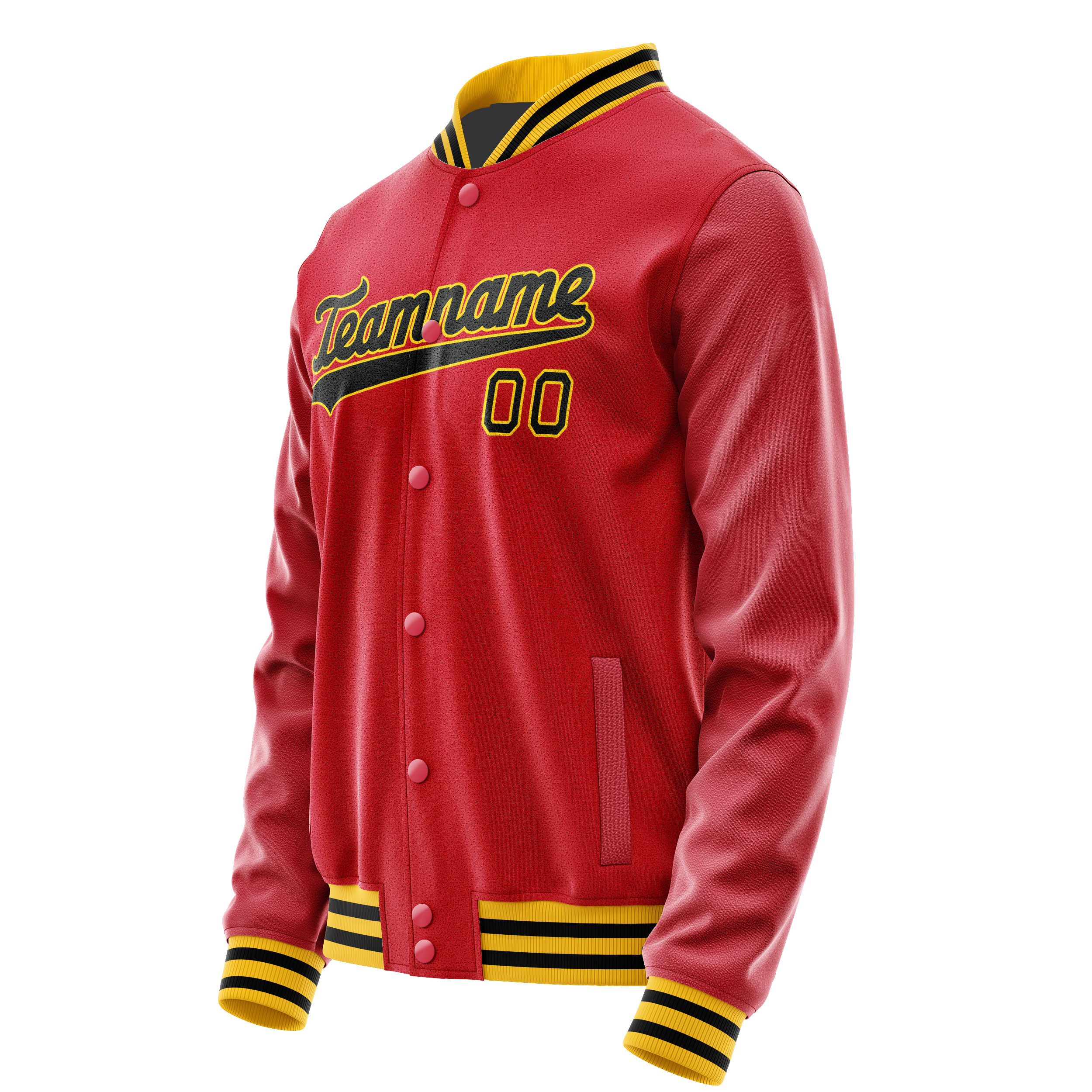 Personalized Red & Black Solid Color Varsity Letterman Jacket