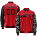 Personalized Red & Black Solid Color Varsity Letterman Jacket