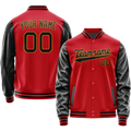 Personalized Red & Black Solid Color Varsity Letterman Jacket