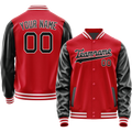Personalized Red & Black Solid Color Varsity Letterman Jacket