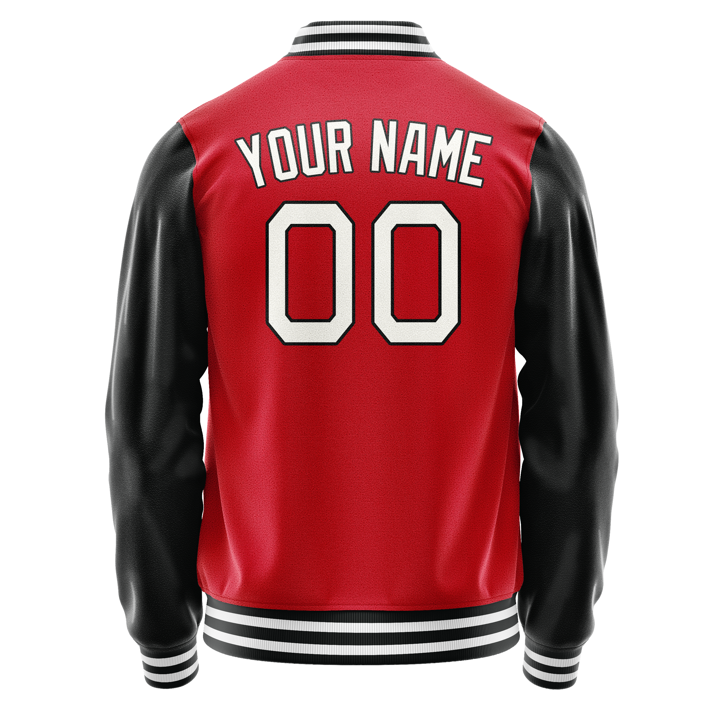 Personalized Red & Black Solid Color Varsity Letterman Jacket