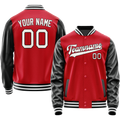 Personalized Red & Black Solid Color Varsity Letterman Jacket