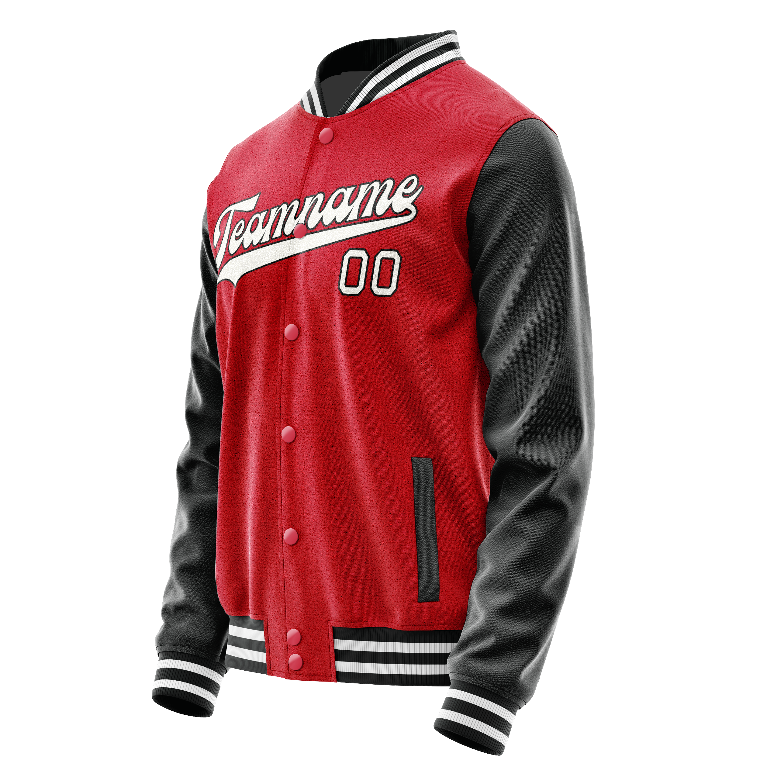 Personalized Red & Black Solid Color Varsity Letterman Jacket