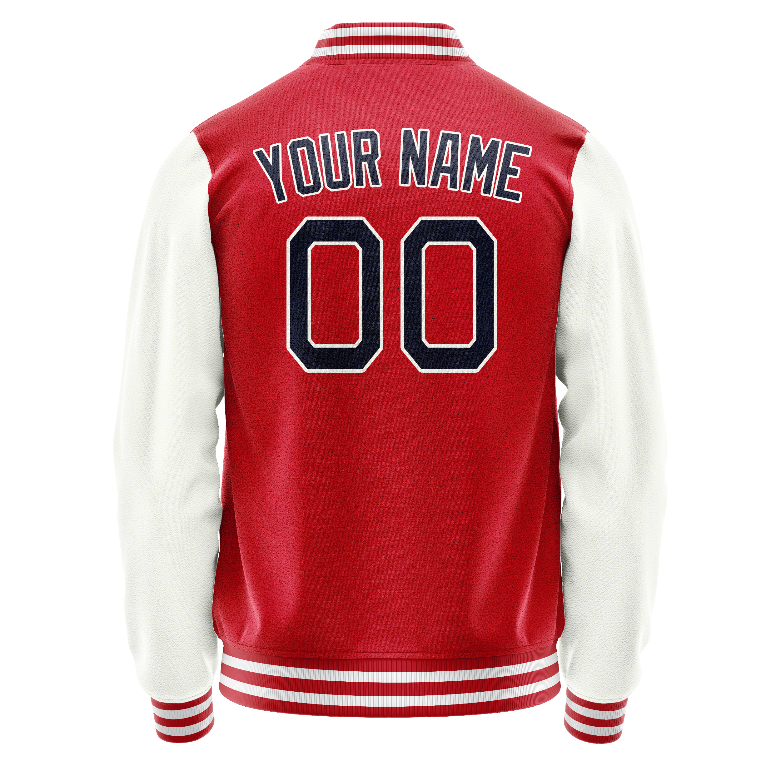 Personalized Red & White Solid Color Varsity Letterman Jacket